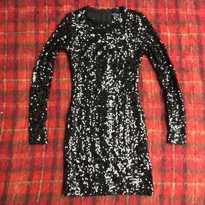 French Connection Black Sequin Bodycon Dress XS 0